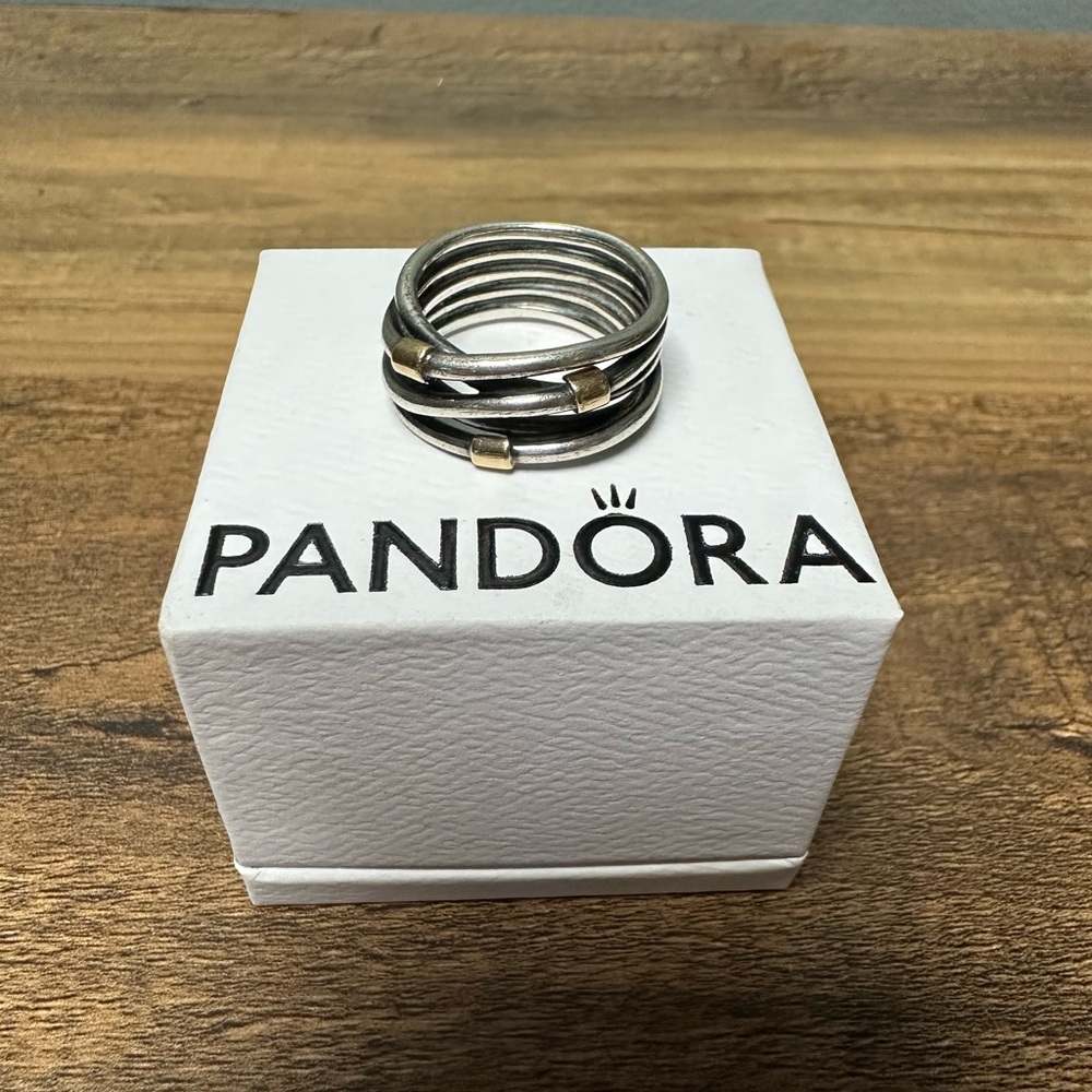 Pandora Silver Ring with Gold Highlights